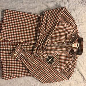 Lacoste LIVE Skinny Fit 40 Plaid Patch Button down